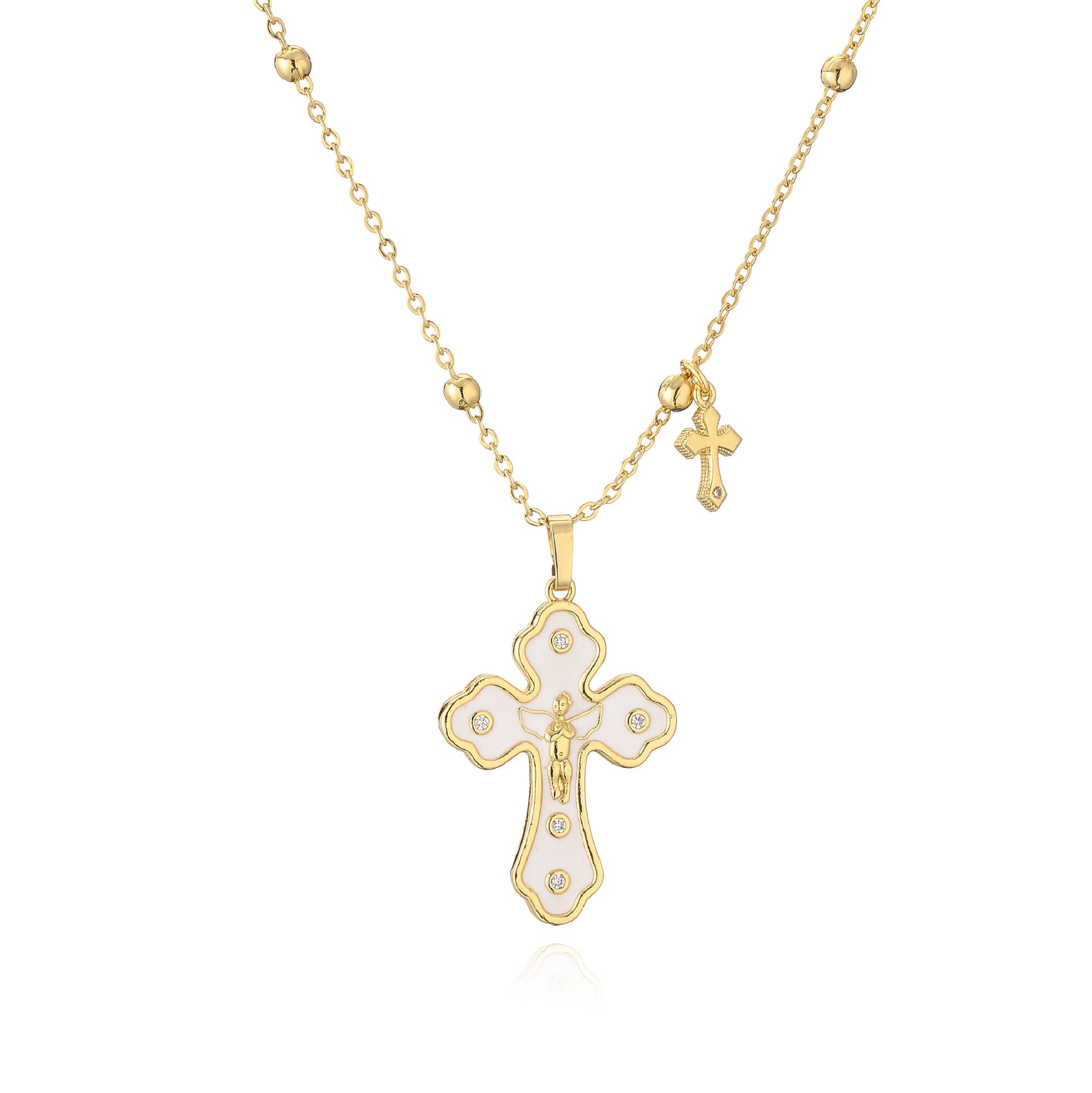 Wholesale Copper Gold Plated Oil Drip Cross Necklace